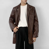 Men Youthful Grunge Moto PU Leather Jacket