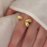 Golden Heart Water Drop Ring