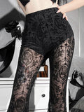 Gothic Vintage Flocking Mesh High Pants