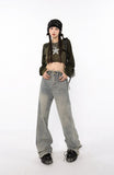 Raw Edged Baggy Washed Denim Pants