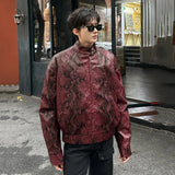 Y2K Riveted Snakeskin PU Leather Jacket