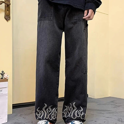 Flame Print Denim Jeans
