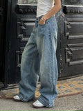 Vintage Washed Blue Wide Leg Jeans