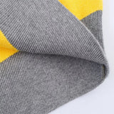 Insulated V-Neck Collar Striped Knit Polo Sweater