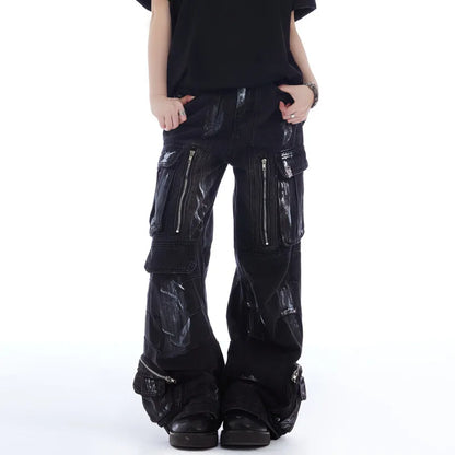 Cloud-Soft Graffiti Contrast Color Denim Jeans