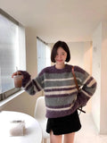 Luxurious Striped Round Neck Sweater