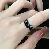 Vintage Gothic Silver Stars Adjustable Ring
