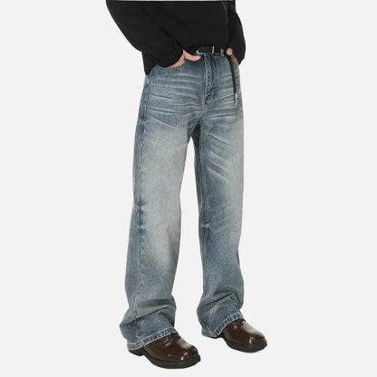 American Style Vintage Washed Blue Denim Jeans