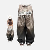Cowboy Style Printing Wide Fit Denim Jeans