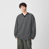 Striped Casual Long Sleeve V-Neck T-Shirt