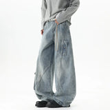 Y2K High Street Wide Leg washing Big Pocket Denim Jeans