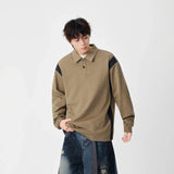 Fashionable Winter Contrast Polo Sweatshirt
