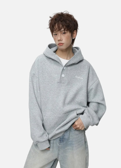 Streetwear Hip Hop Heavyweight Half Breasted Hoodie