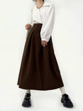 Pleated Dark Academia Midi Skirt
