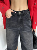 Streetwear Low Waist Wide Leg Denim Jorts