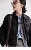Retro Diamond Grid Lightweight Cotton Puffer Jacket