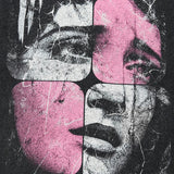 Washed Puzzle Face Printed T-shirt