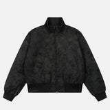 Y2K Quilted Retro PU Leather Baseball Jacket