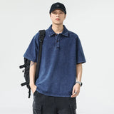 Men Stylish Casual Knitted Denim Polo T-Shirt