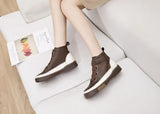 Leather Lace-up High-neck Shoes