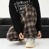 Effortless Checkered Wide Leg Casual Jogger
