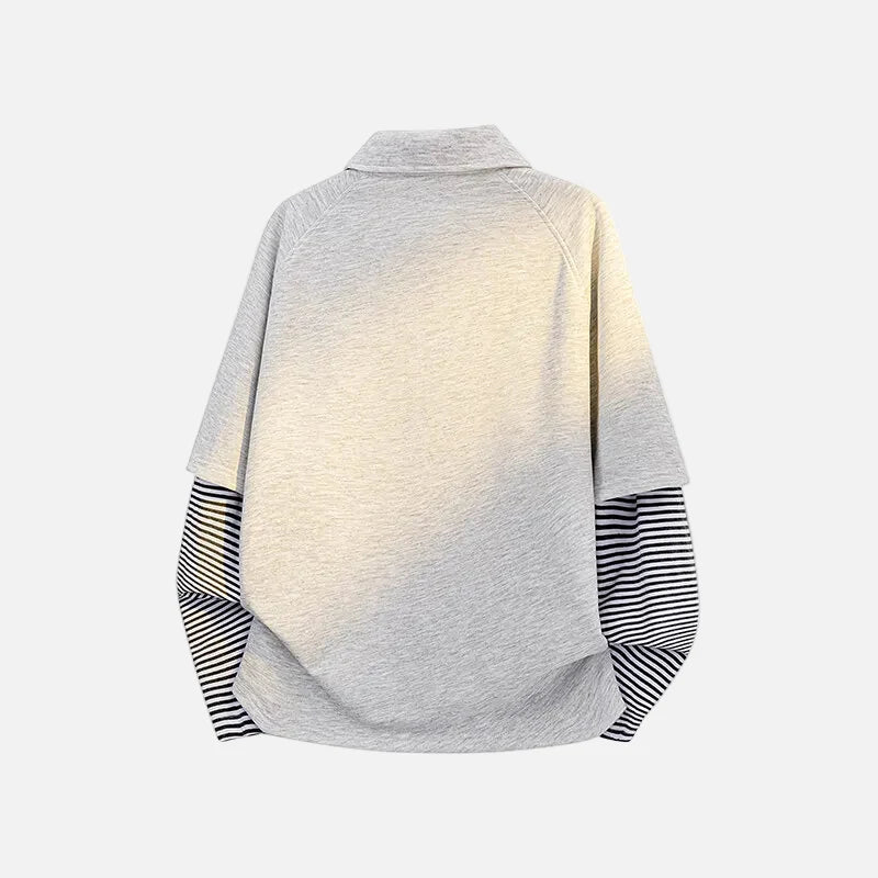 Casual Spring Fake Two Piece Polo Sweatshirt