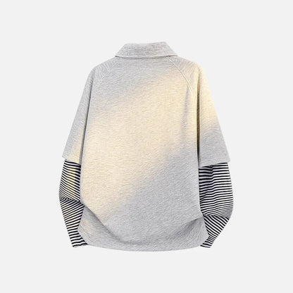 Casual Spring Fake Two Piece Polo Sweatshirt