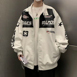 Oversized Embroidery Leather Racing Graphic Jacket