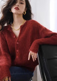 Women Cool Retro Red Knitted Cardigan