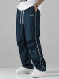 Contrast Trim Casual Trousers Pants