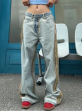 Street Edge Line Contrast Stripe Wide-Leg Jeans