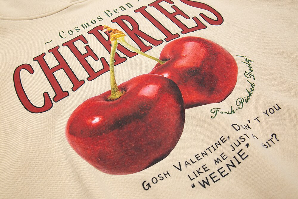 "Fruit Code" Cherries Print Hoodie
