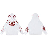 Y2K Spider Embroidery Zip-Up Hoodie