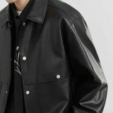 American Retro PU Leather Long-Sleeved Jacket