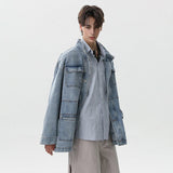 Y2K Flattering Style Loose Cargo Denim Jacket