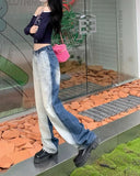 Retro Gradient Patchwork Casual Denim Jeans
