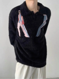 Cozy Embroidered Mink Down Jumper Sweater