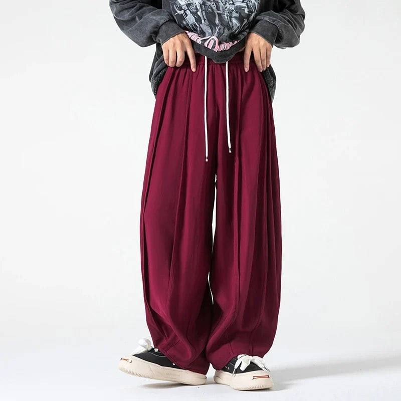 Fashionable High Waist Wide Leg Solid Color Jogger