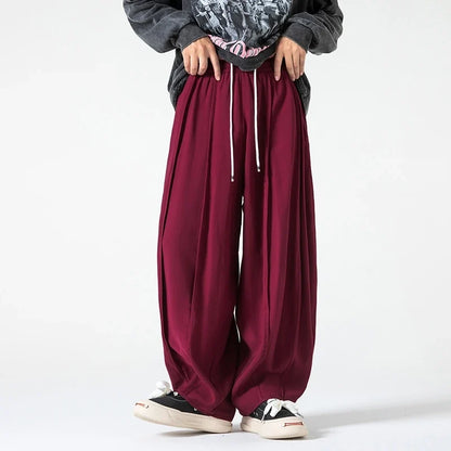Fashionable High Waist Wide Leg Solid Color Jogger