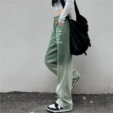 Contrasting Green High-waist Jeans