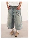 Streetwear Distressed Loose Wide Leg Denim Short