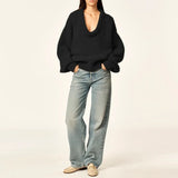 Women Cute Chic Solid Loose O Neck Sweater