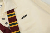 Y2K Preppy Striped Tie Collar Knit Sweater