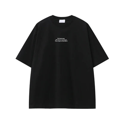 Korean Style Letter Print Round T-Shirt
