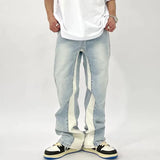 Retro Washed Patchwork Baggy Flare Jeans