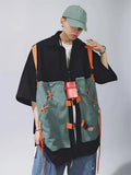 Vintage Patchwork Cargo Short Sleeve Shirt