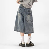 Cool Streetwear Graffiti Printed Loose Wide Leg Jorts