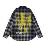 Women Flexible Vibrant Plaid Paint Splatter Shirt