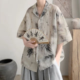 Japanes Style Vintage National Trend Loose Ice Silk Shirt