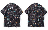Unique Graffiti Flexible Short Sleeve Beach Shirt